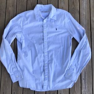 All saints blue oxford button up shirt medium
